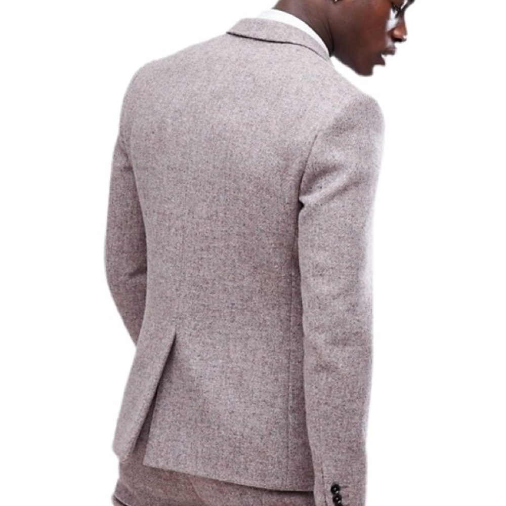 NOAK Skinny 100% Pure New Wool Jacket Harris Tweed - Picture 3 of 5